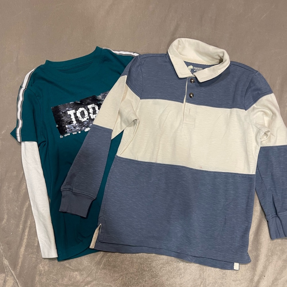 Tucker + Tate Teal and Gray Long Sleeve Shirts